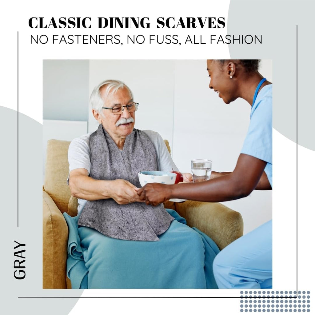 Adult Bib Scarf - Dignified Alternative to Bibs | Washable and Reusable Clothing Protectors for Eating