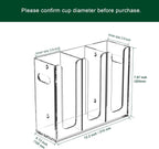 Disposable Coffee Cup Dispenser with Handles, Countertop or Wall Mount Hot/Cold Drink Cup and Lid Holder - Bathroom/Kitchen/Office Acrylic Cup Lid Storage Organizer (3 Compartments, Clear)