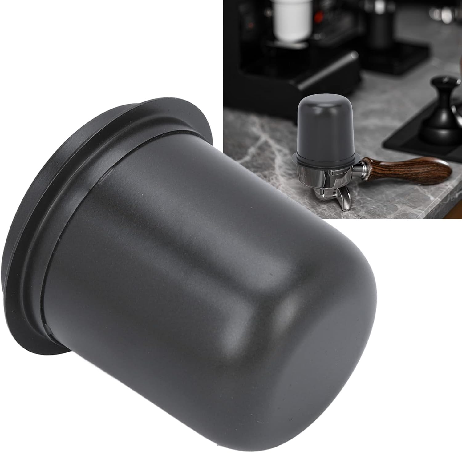 Espresso Dosing Cup Sturdy Stainless Steel Coffee Making Dosing Cup, 150ml 58mm Universal Inverted Coffee Powder Cup for Coffee Machine, 2.7x2.3x2.9in Espresso Cup Release Hand Kit (Silver) (Green)