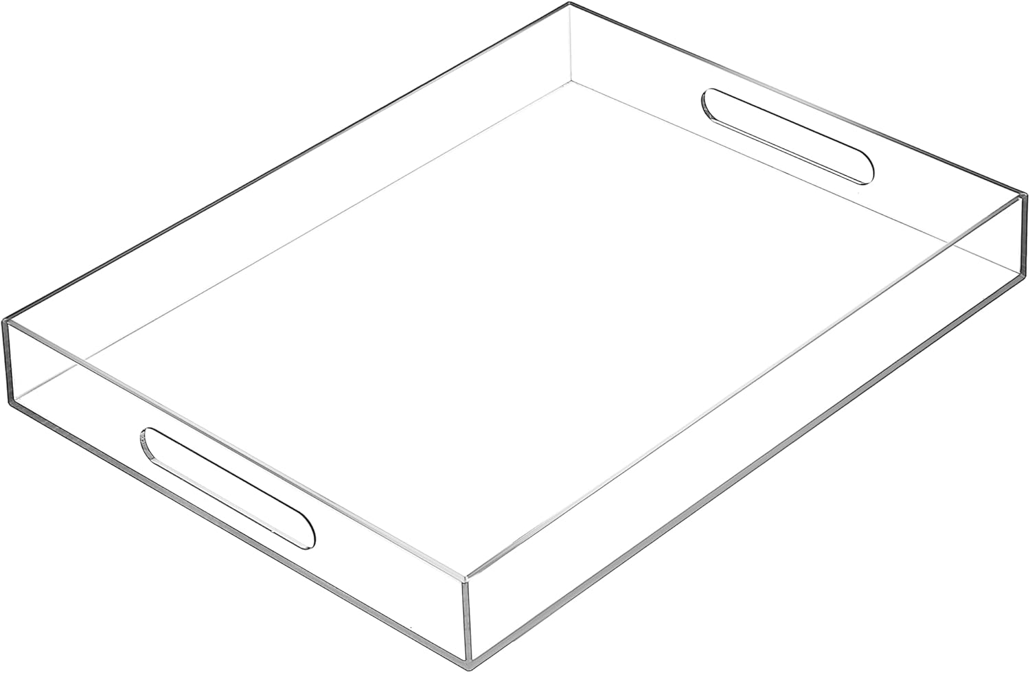 Clear Sturdy Acrylic Serving Tray with Handles-12x20Inch-Serving Coffee,Appetizer,Breakfast,Butler-Kitchen Countertop Tray-Makeup Drawer Organizer-Vanity Table,Ottoman Tray-Decorative
