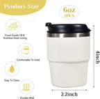 6oz Vacuum Insulated Espresso Cup Set of 2, Espresso Shot Cup for Coffee, Double Wall Stainless Steel Mini Tumbler Shot Glasses with Lid