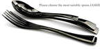 JASHII 18/10 Stainless Steel 24 Piece Mirror Polished Black Flatware Set,Dinner Knife Steak Knife Salad Fork Dessert Coffee Spoon，Service for 4 ，Black Utensil Sets