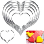 Heart Cookie Cutters Set 6Pcs, Stainless Steel Sturdy Metal Fondant Cookie Cutters Biscuit Mold Kitchen Accessories Tool, Valentine's Day Holiday Birthday Family Party