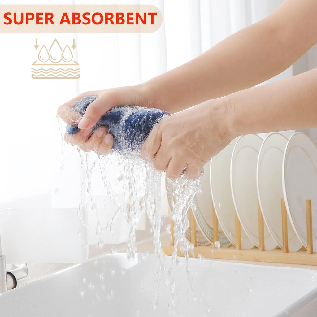 Homaxy 100% Cotton Waffle Weave Kitchen Dish Towels, Ultra Soft Absorbent Quick Drying Cleaning Towel, 13 x 28 Inches, 18-Pack, Navy Blue