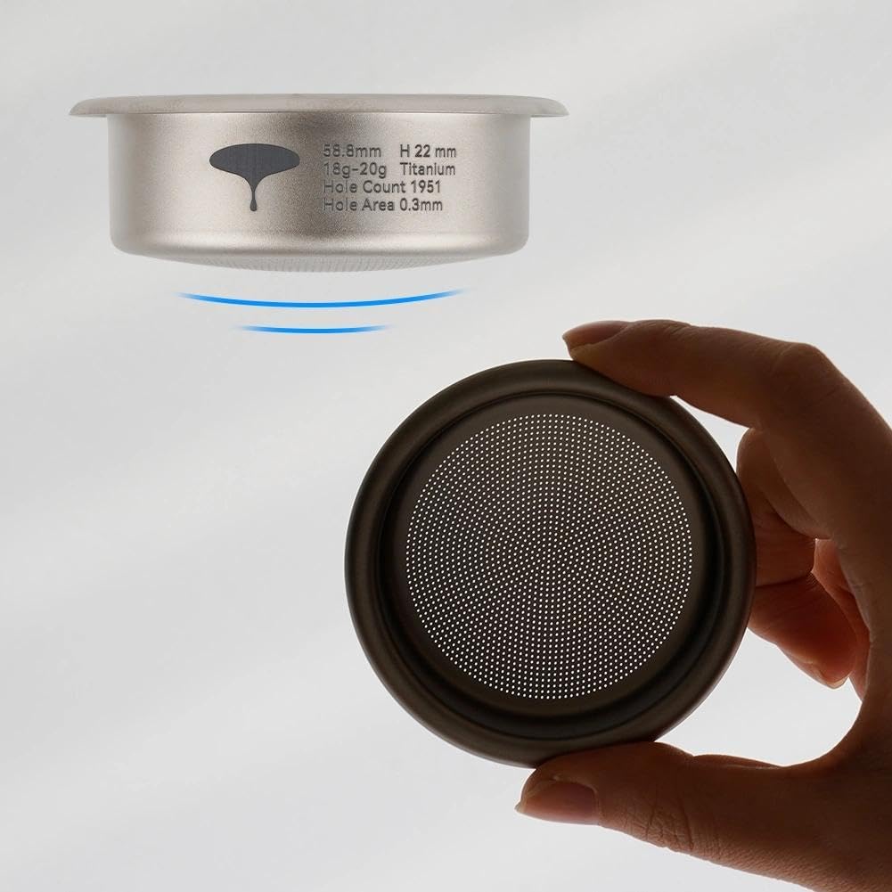 watchget 58mm Espresso Filter Basket, 18-20g Titanium Fliter Basket High-Speed and Precision Extraction Portafilter Basket Filter Fits Most 58mm Protafilter