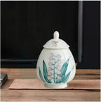 flowers Small Ginger Jar - 4 inches white decorative Ceramic Ginger jars with Lid， chinoiserie gift small jars for Home decor/jewelry/Tea/coffee beans/Storage