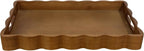 JUIOETURPine Wood Decorative Tray with Handle Rectangular Wooden Serving Tray for Breakfast in Bed,Coffee Table,Dining Table,or Kitchen - Perfect for Living Room,Bedroom,and Entryway Decor (Brown)