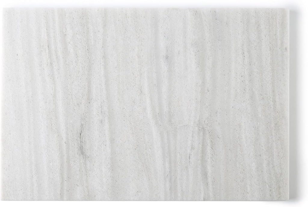 Koville Natural Marble Cutting Board for Kitchen Countertop, 12" x 8" Pastry Bread Macaron Display Board, Real Stone Slab Marble Cheese Boards, Bathroom Perfume Tray Candle Plate(Nestos White)