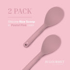 Silicone Rice Paddle Set – 2-Piece Set of Spoon Spatulas for Non-Stick Cookware – Kitchen Tools and Accessories with Comfortable Handles, Heat-Resistant Utensils for Cooking and Baking – Pastel Pink