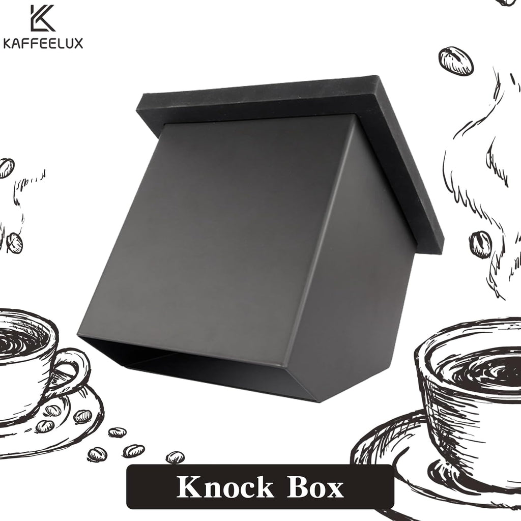 Stainless Steel Espresso Coffee Ground Knock Box Chute, Built-in Desktop Waste Bucket, Bottomless Knocking Residue Box