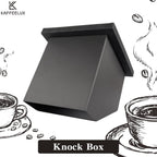 Stainless Steel Espresso Coffee Ground Knock Box Chute, Built-in Desktop Waste Bucket, Bottomless Knocking Residue Box