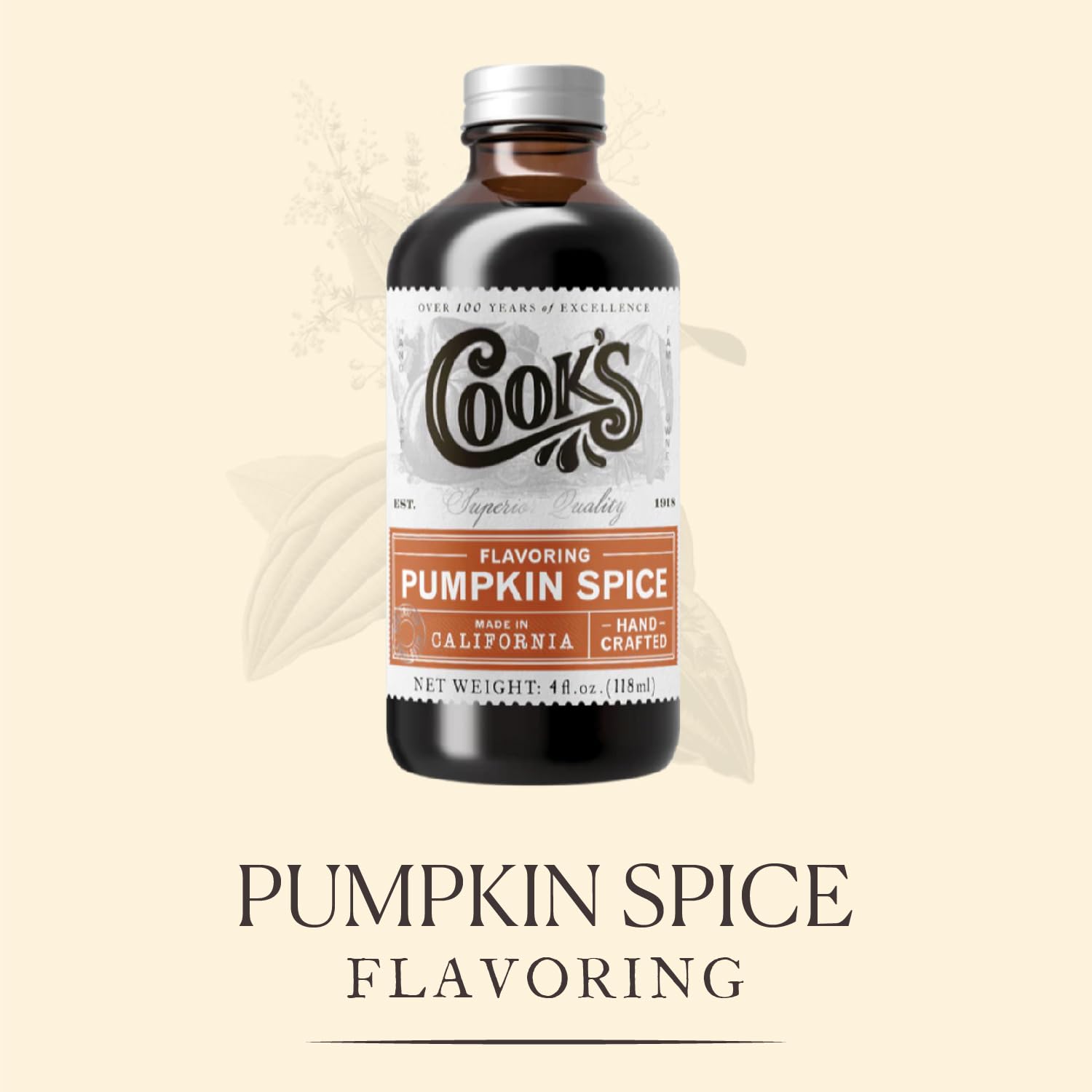 Cook's, Pumpkin Spice Flavoring, for Baking, Cookies, Beverages, Cakes, Breads, 4 oz