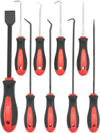 ROTATION Precision Hook and Pick Set with Scraper, 9 Piece Set, Chrome Vanadium Steel Shaft, for Remove Hoses and Gaskets, Auto and Electronics maintenance tools