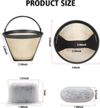 2Pack Reusable Coffee Filter Replacement and 10Pack Charcoal Water Filters Compatible with Cuisinart Coffee Maker