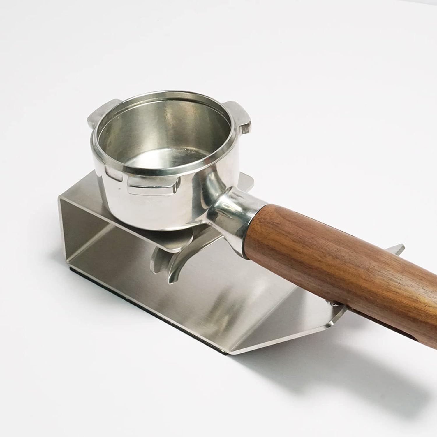 Coffee Portafilter Holder Sturdy Coffee Tamper Holder Stand, Bottomless Single Double Spout Coffee Tamper Holder Support Rack Silver for 51mm 53mm 54mm 58mm Espresso Portafilter