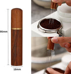 51mm Espresso Tamper with Stirrer Set, Walnut Wood Coffee Press Tool Stamper with Espresso Professional Barista Accessories Kit for Espresso Machine, Wooden