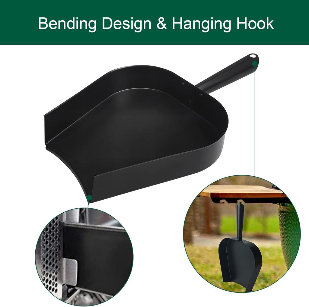 BBQ Ash Removal Tool Set for Big Green Egg Accessories, Kamado Grill Cleaning Tools Include Ash Rake and Ash Pan and Grill Grate Lifter(at+AP+GG)