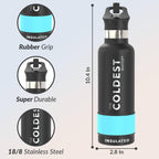 Coldest Insulated Water Bottle with Straw Lid - Stainless Steel Metal Insulated Bottle for Men & Women (Matte Black, 21 oz)