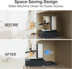 NiHome Acacia Wood Coffee Machine Tray with Pod Drawer, Smooth Wheels Rolling Appliance Slider, Large Drawer for K-Cups, Tea Bags, Under Cabinet Countertop Caddy for Espresso Maker, Blender, Air Fryer