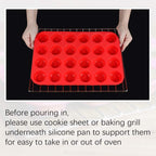 CAKETIME Silicone Mini Muffin Pan, 24 Cups Mini Cupcake Pans Silicone Muffin Tin for Baking Nonstick 2 Pack