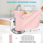 AIDEA Microfiber Cleaning Cloth Roll, 55 Sheets, Pink Towel, Microfiber Towels for Cars, Reusable Paper Towels, Shop Rags Washable, Cleaning Rags for Automotive, House, Kitchen, Cleaning Supplies11×9"