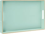 MAONAME Mint Green Serving Tray with Handles, Modern Decorative Trays for Coffee Table, Plastic Rectangular Trays for Ottoman, Bathroom, Decor, 15.8” x 10.2” x1.4