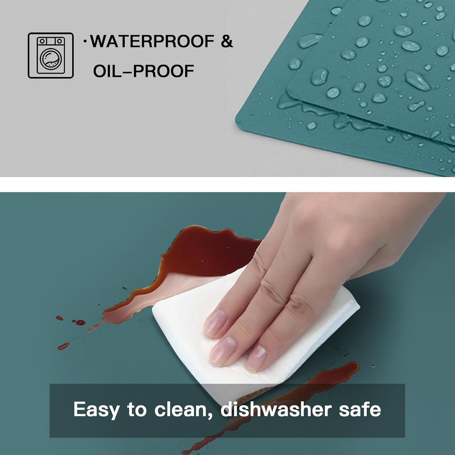 Silicone Mats for Kitchen Counter, 47.3"x23.6"x0.08" Largest Heat Resistant Mat Kitchen Island 2MM Thick Waterproof Countertop Protector Mat Nons-slip Extra Large Counter Mat (Dark Green)