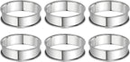 HARFINGTON 6pcs Crumpet Rings 3.15" Nonstick Round Cake Ring Stainless Steel Double Rolled English Pastry Rings for Kitchen Baking Crumpet Dessert, Silver
