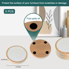 5 Pack Wood Coasters for Drinks, Minacun Absorbent Coaster Set, Drinks Coasters for Coffee Tabletop Protection, Non-Slip, Non-Stick, Suitable for Kinds of Cups Wooden Table Drink, 4.3 Inch White