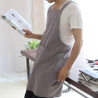 NEWGEM Japanese Linen Cross Back Cooking Aprons for Women Men with Pockets Cute for Baking Kitchen