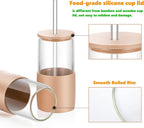 Sunseeke Glass Tumbler with Straw and Lid, 16oz Ice Coffee Cup, Silicone Sleeve Cleaning Brushes, Drinking Glasses for Water, Iced Coffee, Smoothie - BPA Free -3 Pack