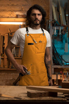 Asaya Chef and BBQ Apron with Bottle Opener and Hand Towel - 10oz Cotton Canvas, Stainless Steel Hardware - Cross Back Straps