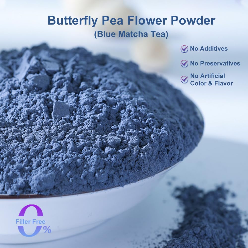 Fraunitsh Butterfly Pea Flower Powder, 1.76oz | Blue Matcha Powder | Natural Food Coloring for Smoothies, Baking, Drinks, Lattes & Cocktails | Blue Lotus Flower Powder | No Additives (1.76oz)