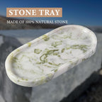 Koville Marble Vanity Tray for Bathroom Countertop, Green Marble Bathroom Tray Perfume Trays for Dresser, Stone Jewelry Dish Stone Trays for Kitchen Counter, Candle Holder for Home Decor