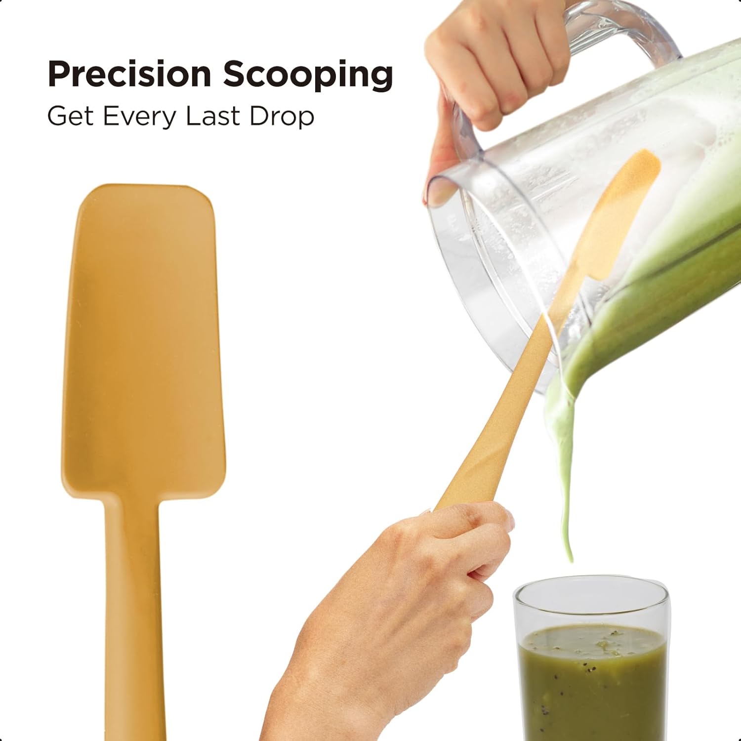 Kitchen Mama WaltzGrip Platinum Silicone Jar and Can Spatula Utensil Set: Heat-Resistant, Nonstick Scraper, Scooping, Perfect for Smoothies, Jam, Cream, Butter, Dishwasher Cooking Gadget (Yellow)