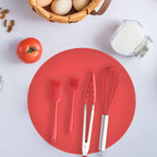 KooMall 12 10 8 Inch Multi-use Microwave Mat, Trivet, Pot Holders, Drying, Baking, Place Mat, Utensils Rest, Silicone Cover Pad for Hot Pot Pans Bowls Plates Dishes Kitchen Counter, Heat Resistant,Red