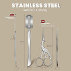 JACYAO'S Bread Scoring Tool Kit, Bread Lame and Dough Scissors Made From Food Grade Stainless Steel, Sourdough Scoring Tool Kit with 100 Inches Cotton Twine, 10 Razor Blades and Metal Storage Box