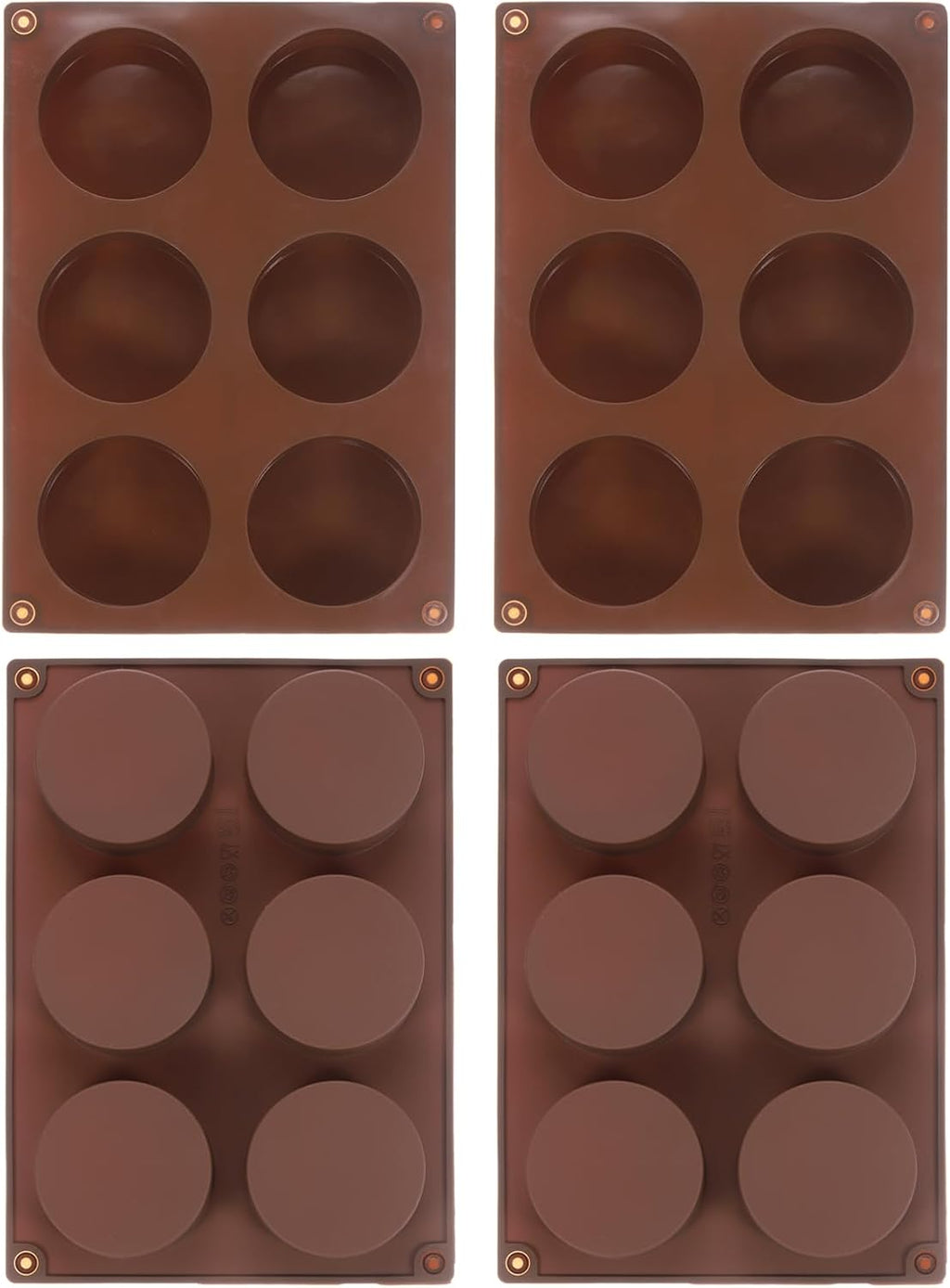 uxcell 4pcs Silicone Muffins Pan, 6 Cup Silicone Cupcake Pan Nonstick Baking Tray for Muffins, Cupcakes, Dishwasher Safe, Brown