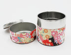 Japanese Pokkan Coffee Spice Tea Tin Canister Washi Paper Storage with Lid 7.05 oz Capacity (Eto, S)