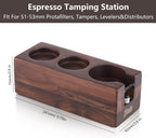 Bincoo Anti-Slip Tamper Holder Station-Wooden Tamper Holder Station for 51-53mm Portafilters,Tamper and Distributor (Walnut)