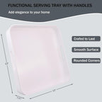 Square White Decorative Serving Tray with Handles, Versatile Ottoman Tray for Coffee Table, Entertaining, Outdoor Patio, Living Room, 13”*13”*1.6”