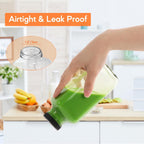 STARSIDE 16 oz Glass Juice Bottles with Lids 6 Pack - Square Reusable Drinking Jars for Juicing, Milk, Kombucha - Includes 1 Bottle Brush, 6 Colored Labels