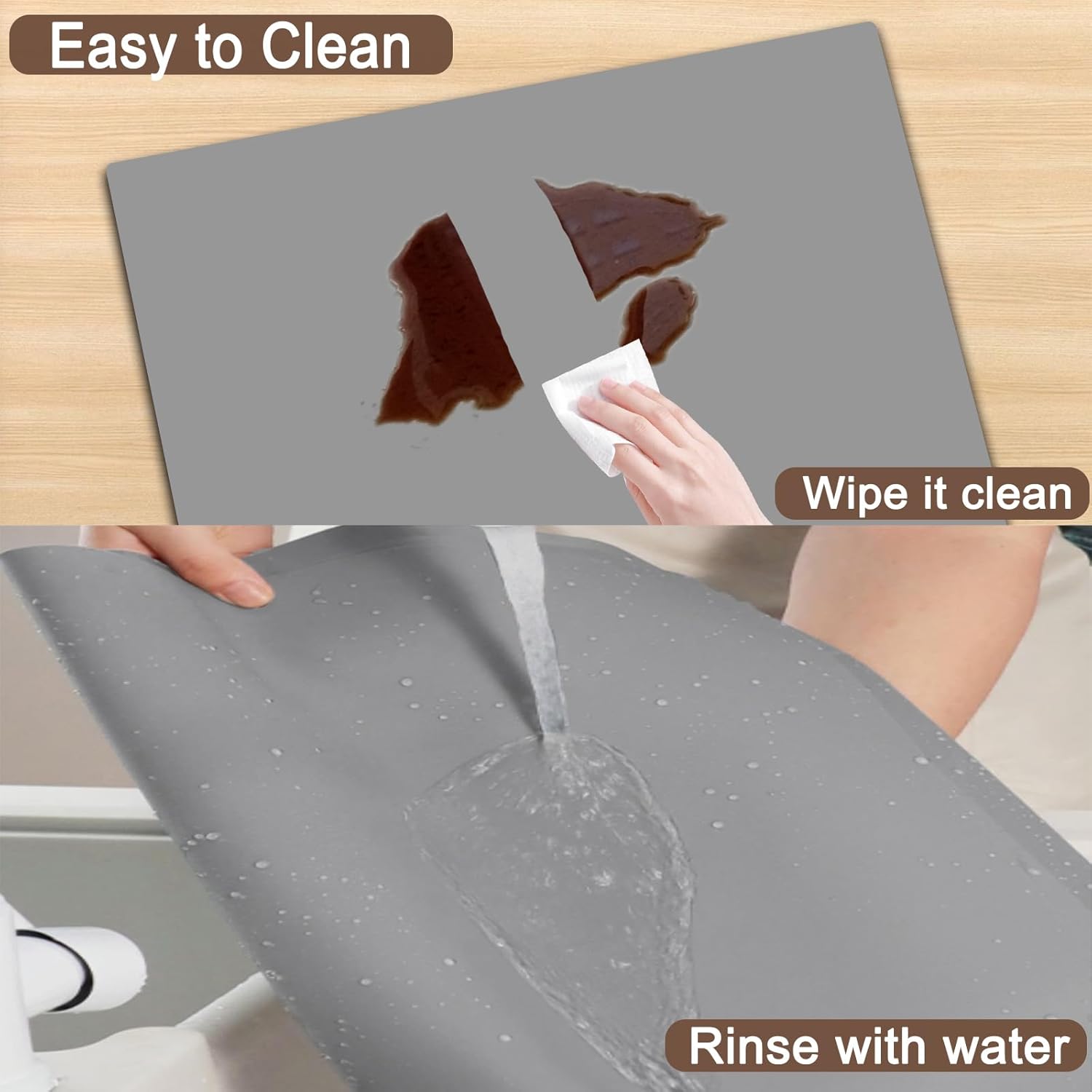 Silicone Mats for Kitchen Counter, 48"x32"(120cmx80cm) Large Heat Resistant Mat Kitchen Island Waterproof Countertop Protector Mat Nons-slip Extra Large Counter Mat, Black