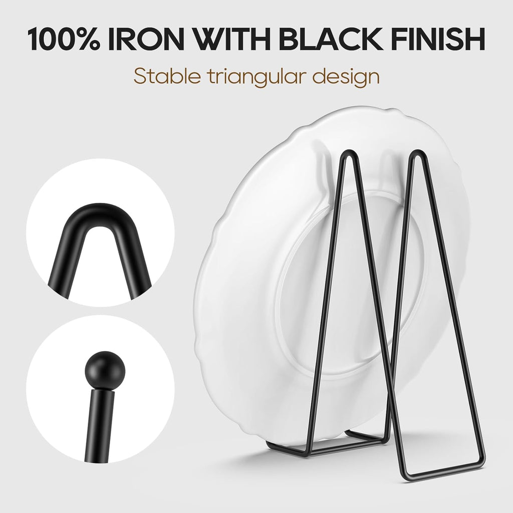 HONGYUTAI 3 Pack 12 Inch Plate Stands for Display Picture - Vinyl Table Top Display, Decorative Metal Frame Holders for Book , Photo and Platter, Tabletop Art, Black