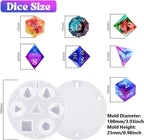KISREL Dice Resin Molds, DND Dice Set and Organizer Box Epoxy Resin Mold with 7 Standard Stereoscopic Dice Cavities, Silicone Molds for Resin, DND Dice Set Making Kit, Table Board Game