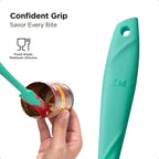 Kitchen Mama WaltzGrip Platinum Silicone Jar and Can Spatula Utensil Set: Heat-Resistant, Nonstick Scraper, Scooping, Perfect for Smoothies, Jam, Cream, Peanut Butter, Dishwasher Cooking Gadget (Teal)