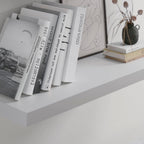 Floating Shelf, Set of 2 Wall Shelf, 24 in W x 12.75 in D x 2 in H Wooden Floating Wall Shelf with Invisible Brackets for Living Room/Bedroom/Bathroom/Kitchen Storage and Decor, White