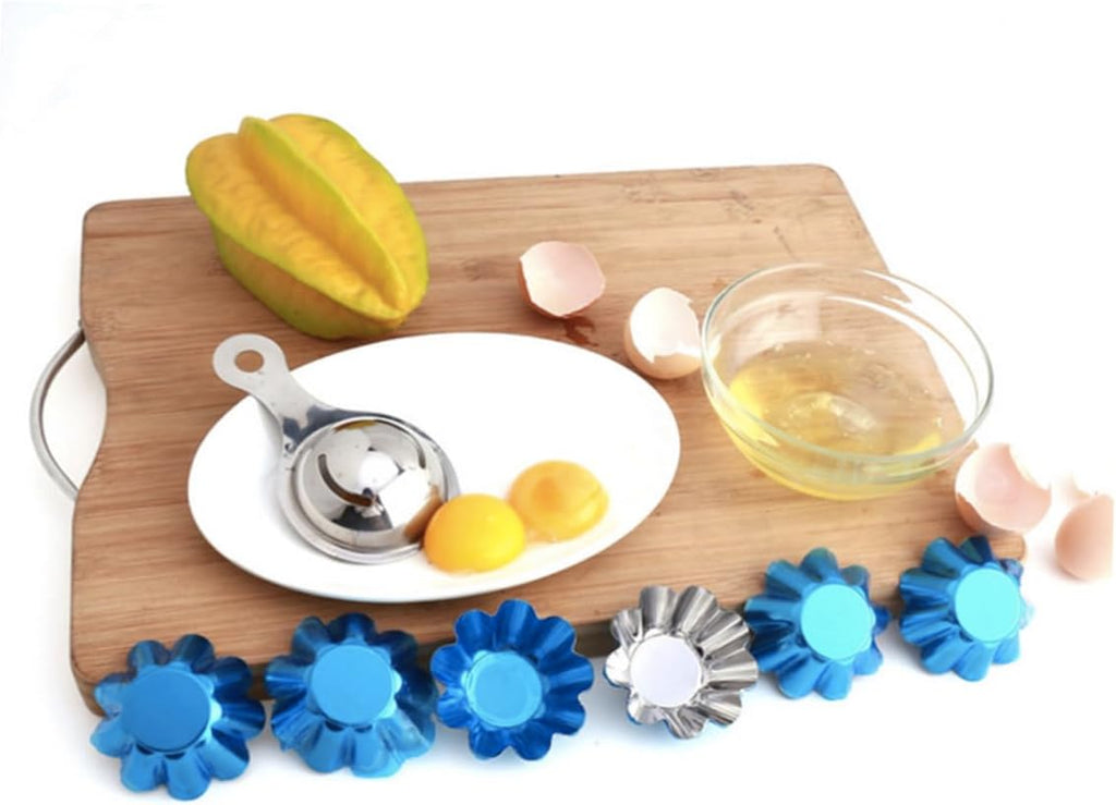 Mikinona 12pcs Non- Stick Tart Pans Tart Mould Egg Tart Molds Stainless Steel Tart Baking Mold Oven Pans Nonstick Bakeware Cupcake Wrapper Egg Tart Baking Cups Tart Tin Mini Non Stick Pan