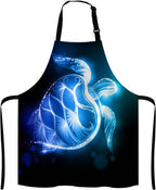 Ocean Turtle Apron for Women and Men, Galaxy Turtle Adjustable Kitchen Chef Apron for Cooking Baking - Cute Birthday, Anniversary, Mother's Day Apron Gifts for Mom Wife Girlfriend Aunt Grandma