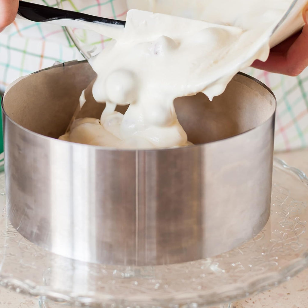 HARFINGTON Round Cake Ring 5 x 2 Inch Seamless Stainless Steel Pastry Mousse Dessert Ring Mirror Coating for Baking Cooking Making Tool